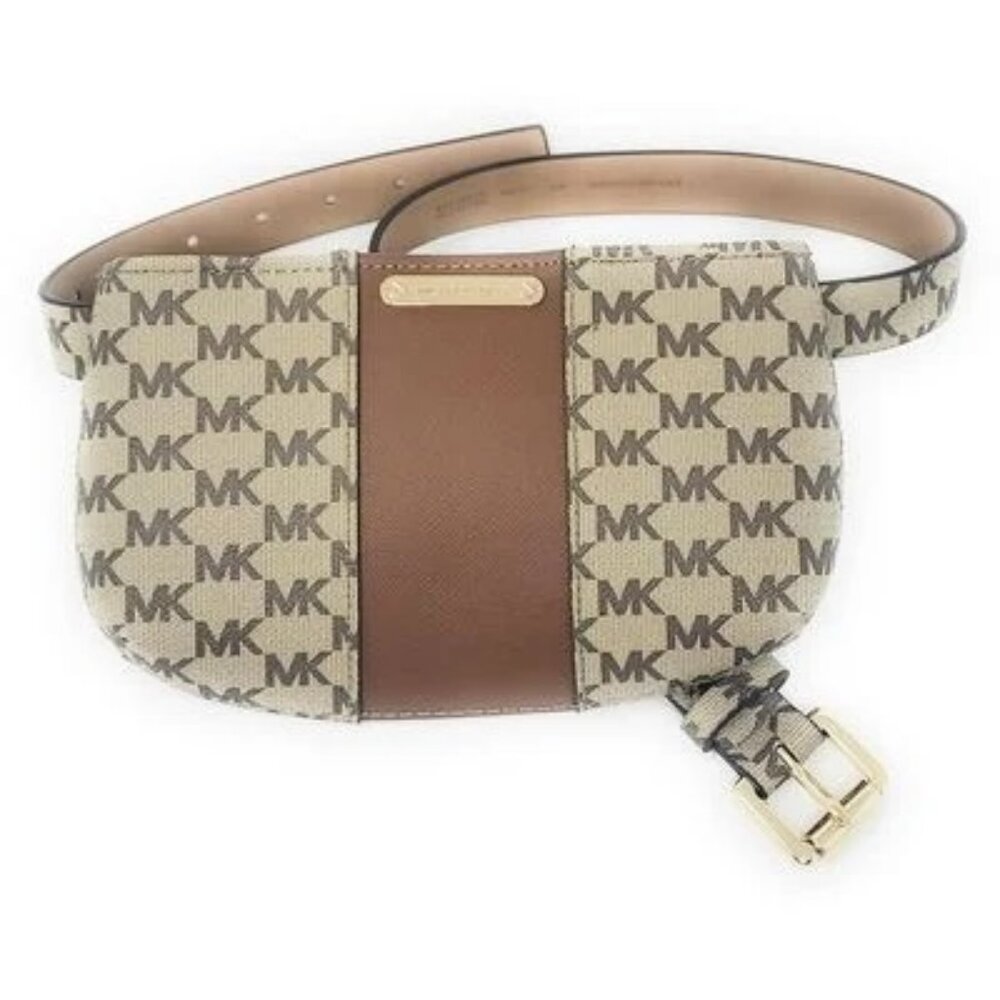 KORS Michael Kors Beige & Brown MK Monogram Belt Bag